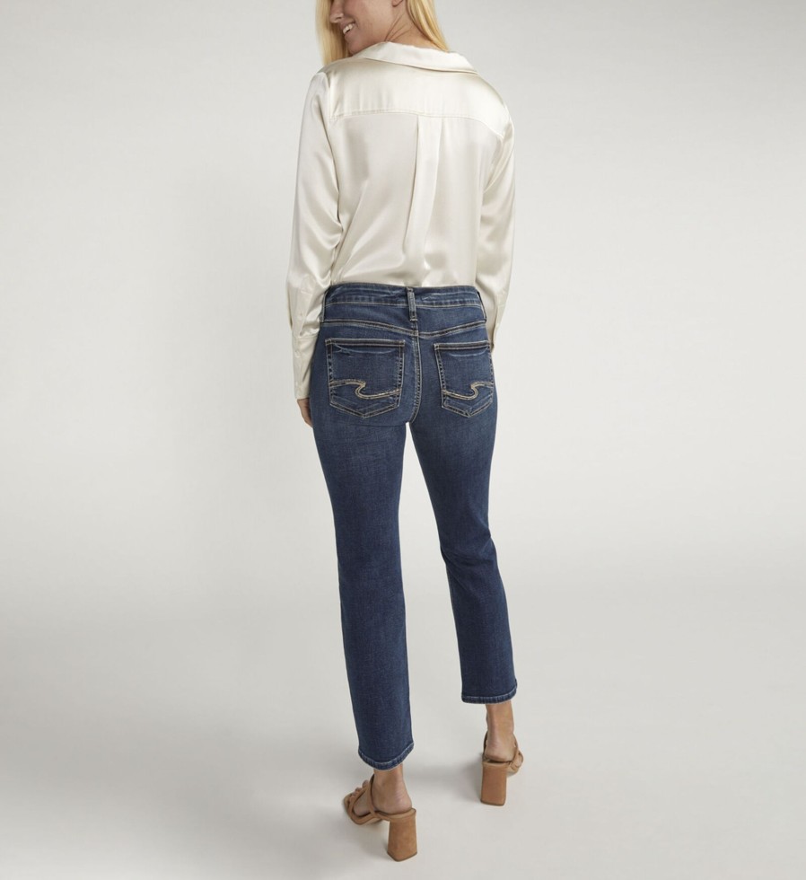 Women Silver Jeans | Suki Mid Rise Straight Crop Jeans