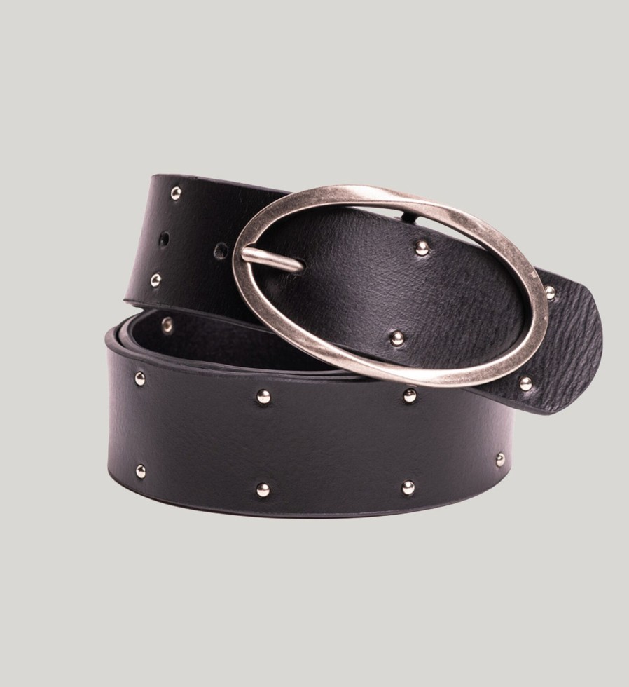 Plus Silver Jeans | Womens Genuine Leather Studded Belt