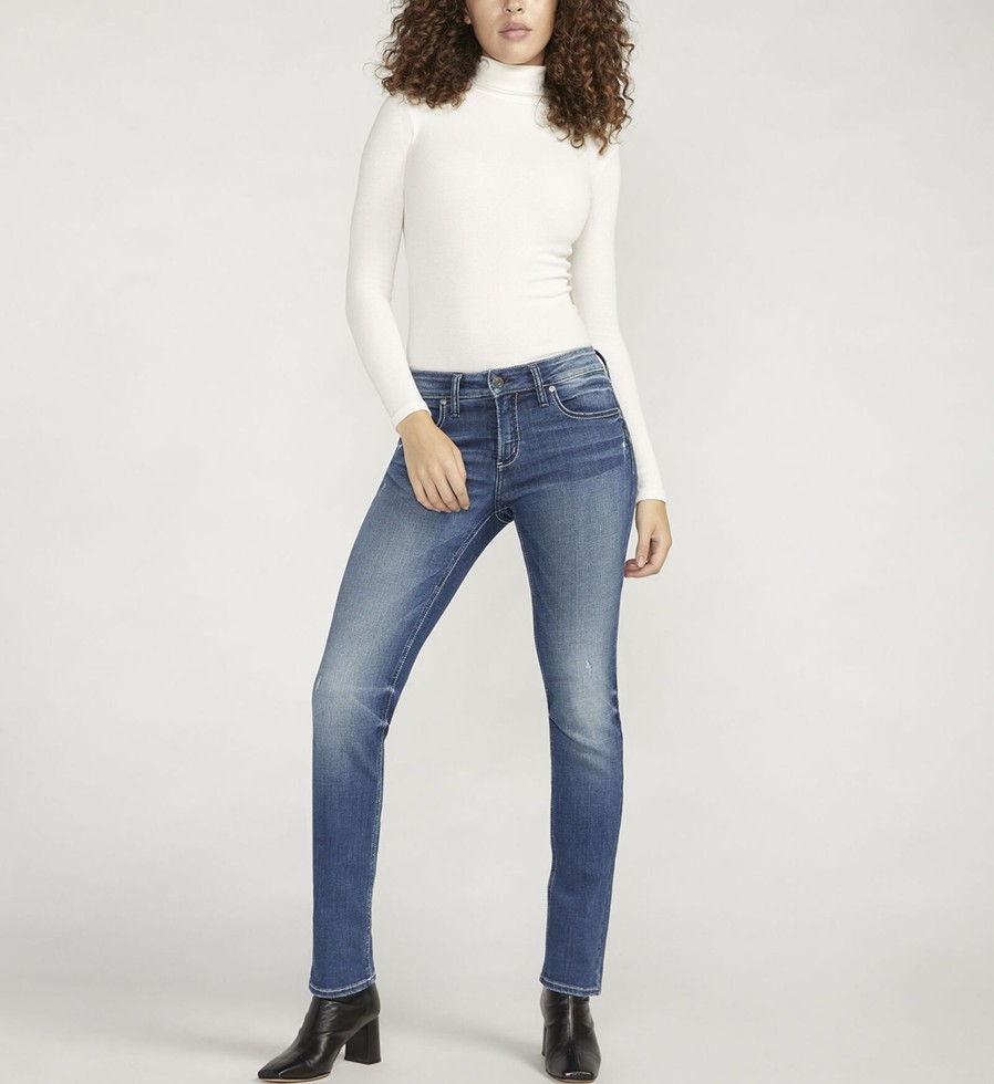 Women Silver Jeans | Suki Mid Rise Straight Leg Jeans