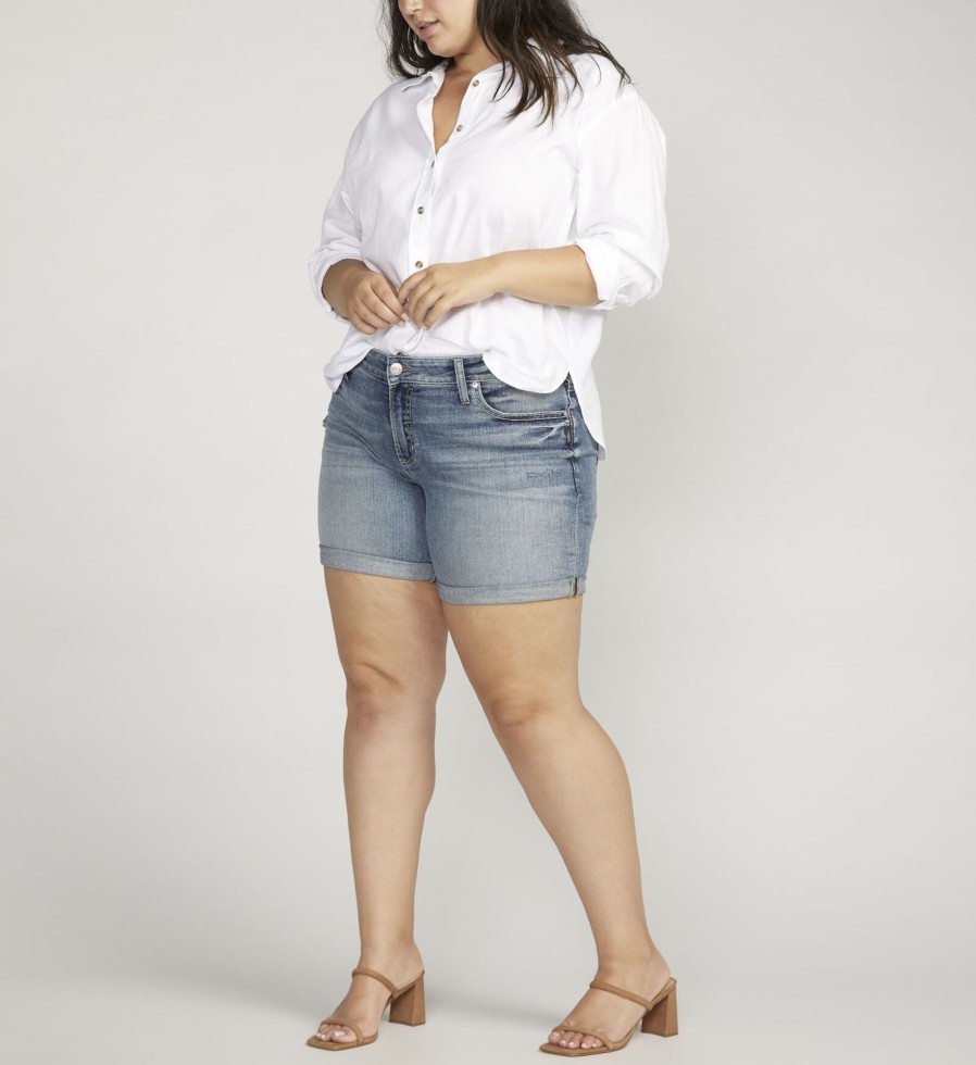 Plus Silver Jeans | Boyfriend Mid Rise Short Plus Size