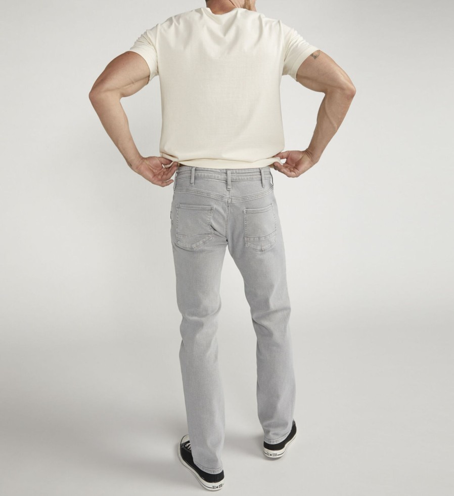 Men Silver Jeans | Allan Slim Fit Straight Leg Jeans