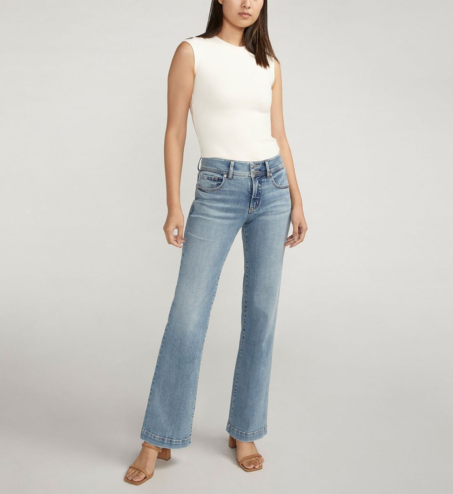 Women Silver Jeans | Suki Mid Rise Trouser Leg Jeans