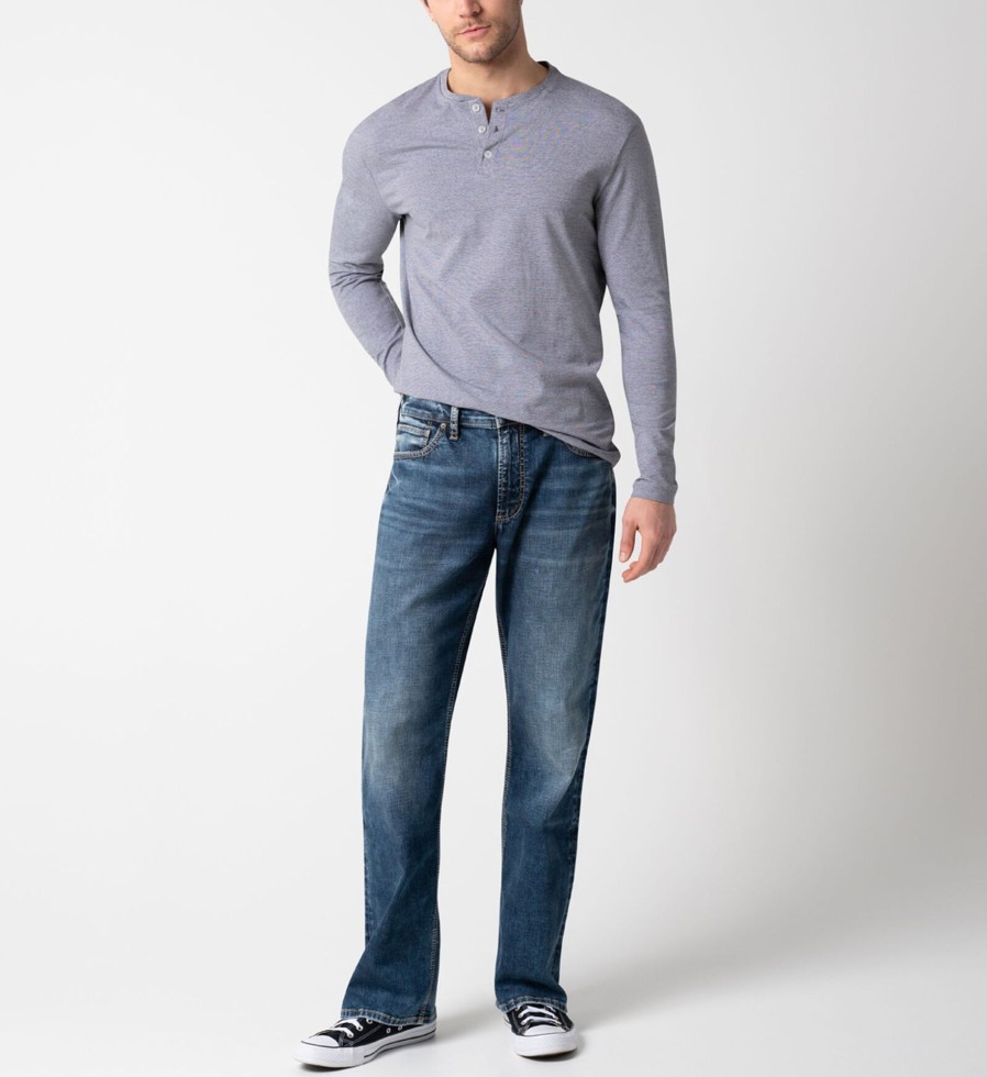 Men Silver Jeans | Zac Relaxed Fit Straight Leg Jeans