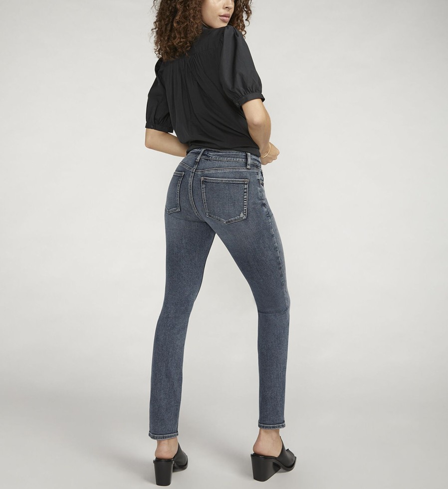 Women Silver Jeans | Most Wanted Mid Rise Straight Leg Jeans