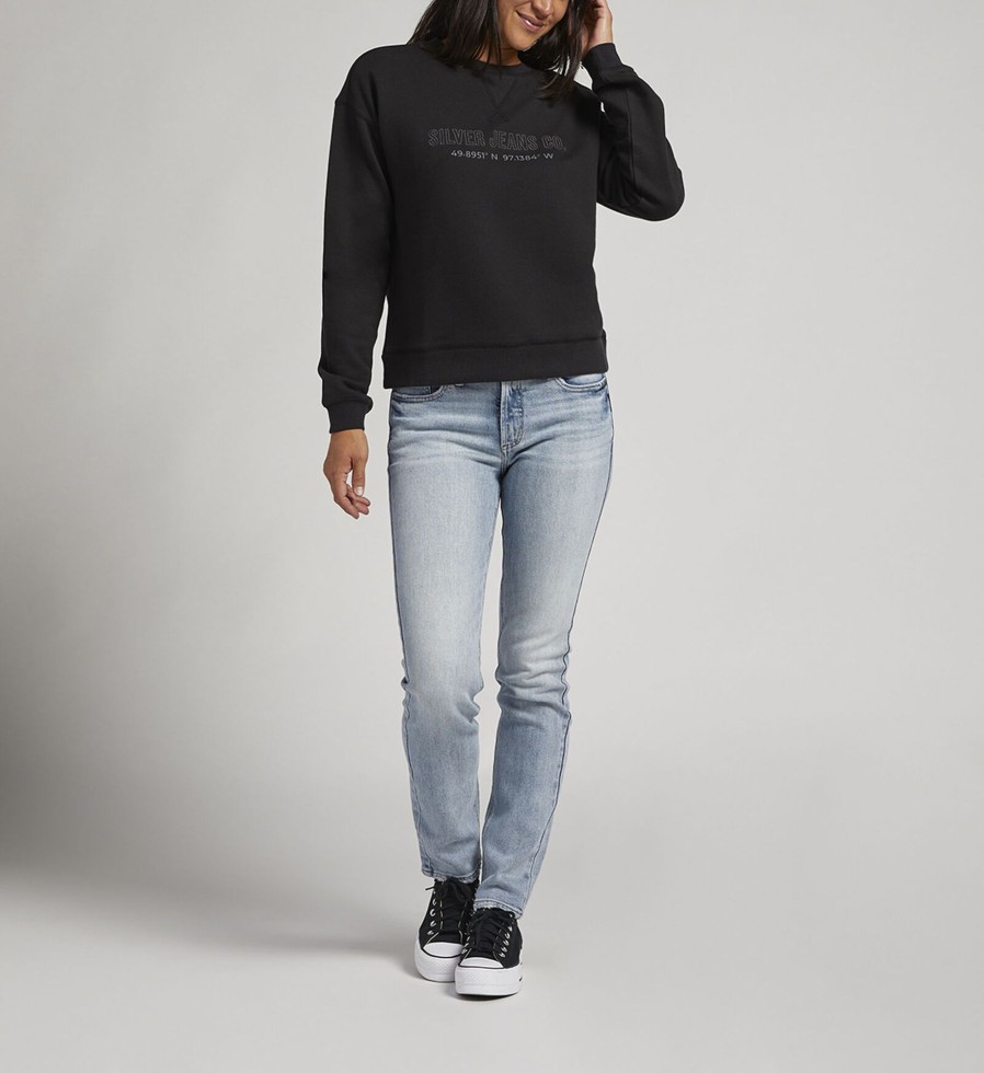 Women Silver Jeans | Womens Crewneck Sweatshirt