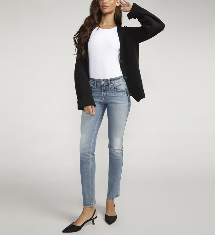 Women Silver Jeans | Suki Mid Rise Straight Leg Jeans