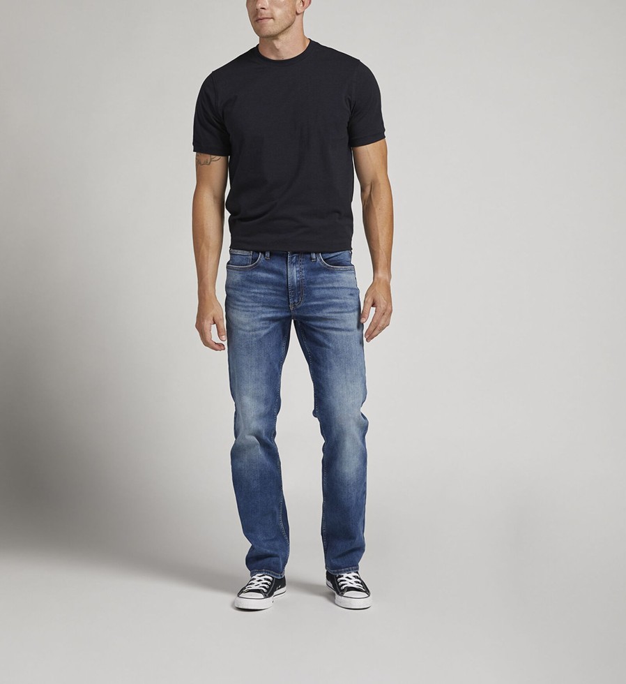 Men Silver Jeans | Infinite Fit Relaxed Straight Leg Jeans