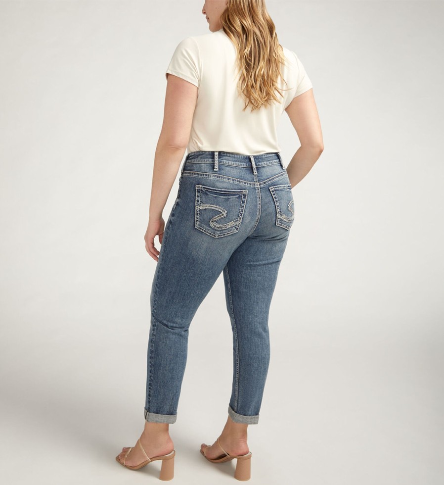 Plus Silver Jeans | Girlfriend Mid Rise Slim Leg Jeans Plus Size