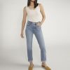 Women Silver Jeans | 90S Boyfriend High Rise Straight Leg Jeans