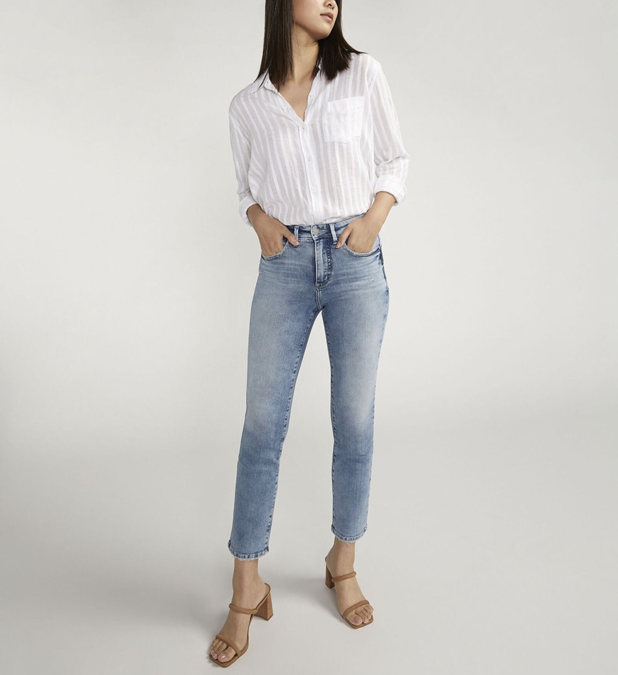 Women Silver Jeans | Isbister High Rise Straight Leg Jeans