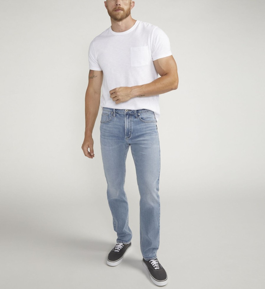 Men Silver Jeans | Konrad Slim Leg Jeans