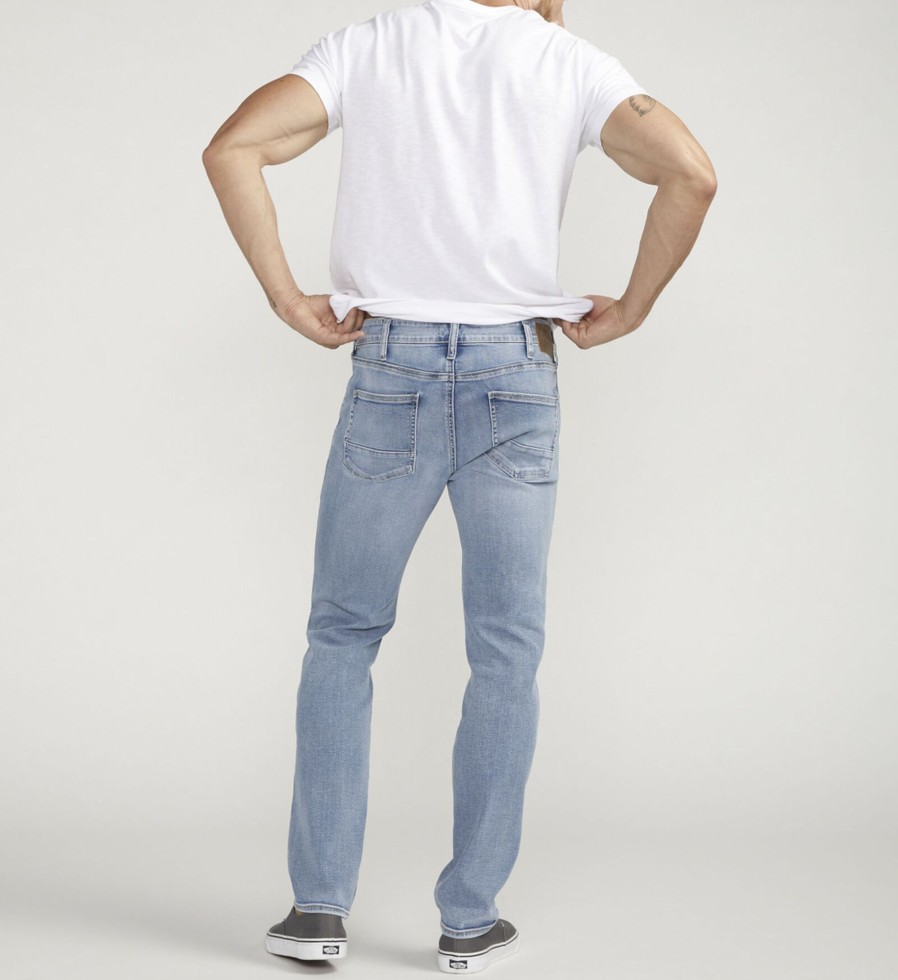 Men Silver Jeans | Konrad Slim Leg Jeans