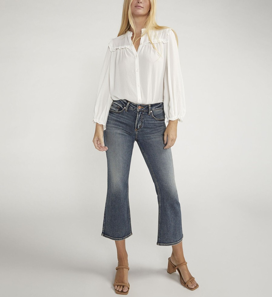 Women Silver Jeans | Suki Mid Rise Cropped Flare Jeans