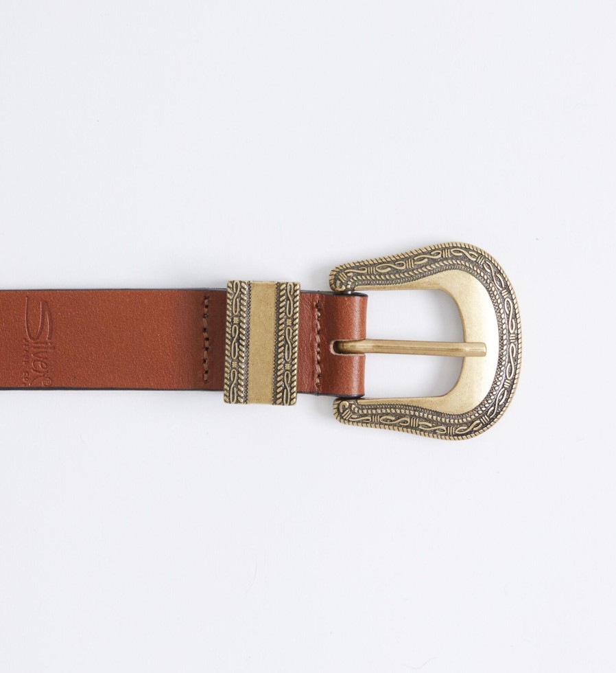 Plus Silver Jeans | Western Leather Womens Belt