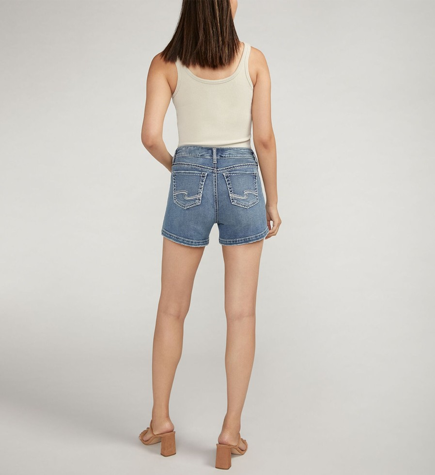 Women Silver Jeans | Elyse Mid Rise Shorts