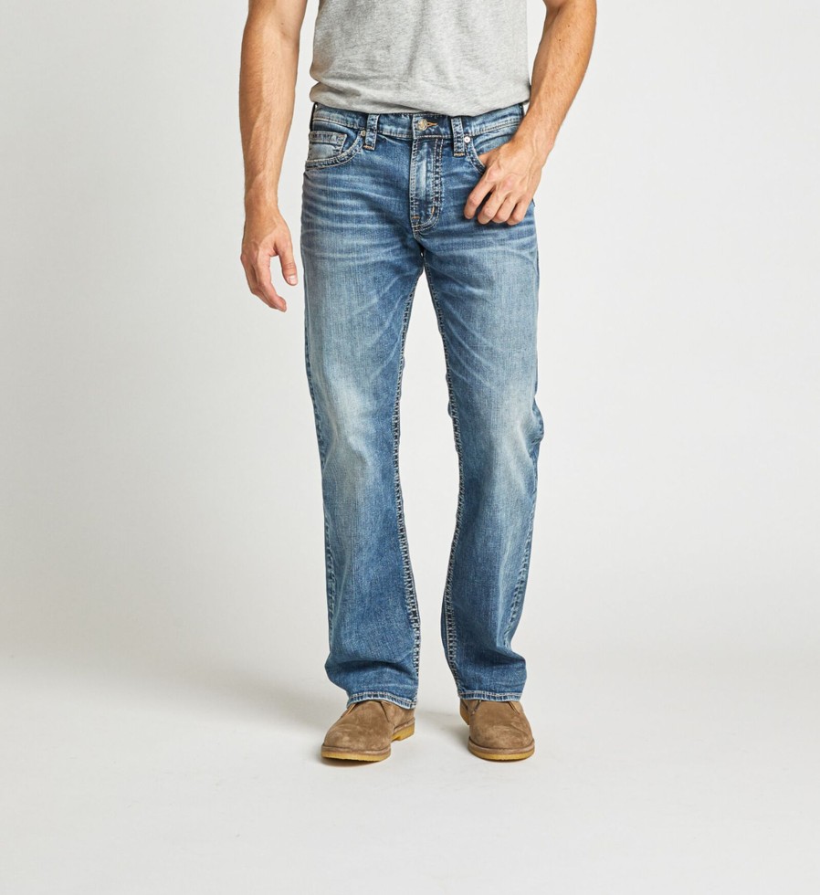 Men Silver Jeans | Zac Relaxed Fit Straight Leg Jeans