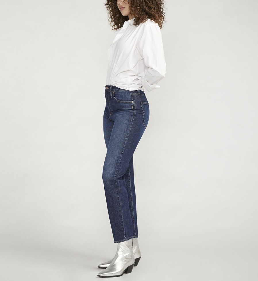 Women Silver Jeans | Highly Desirable High Rise Slim Straight Leg Jeans