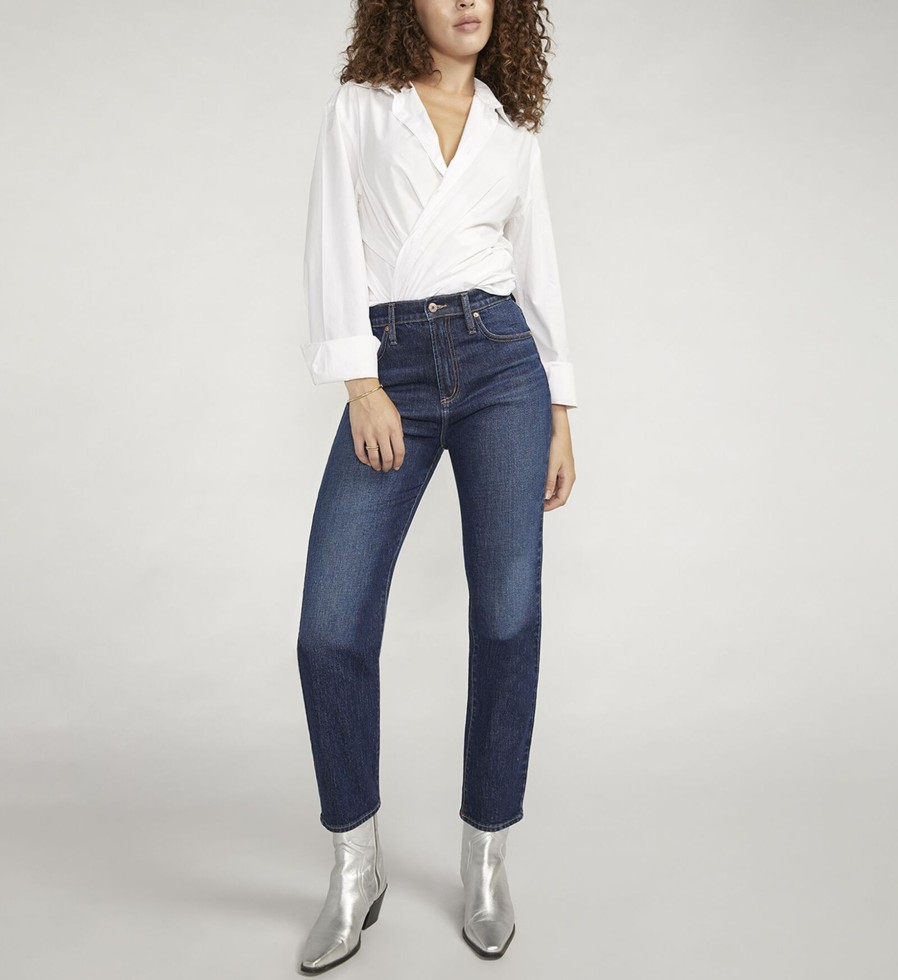 Women Silver Jeans | Highly Desirable High Rise Slim Straight Leg Jeans