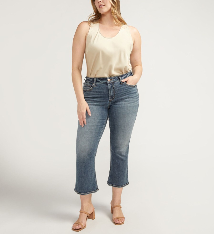 Plus Silver Jeans | Suki Mid Rise Cropped Flare Jeans Plus Size