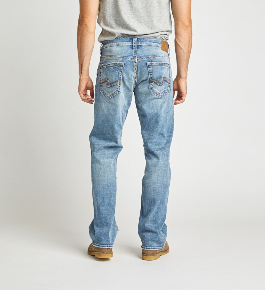 Men Silver Jeans | Gordie Loose Fit Straight Leg Jeans