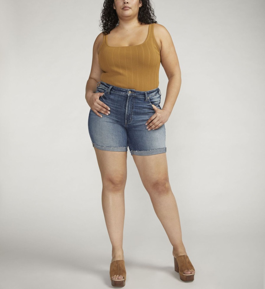 Plus Silver Jeans | Sure Thing High Rise Long Short Plus Size