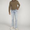 Men Silver Jeans | Allan Slim Fit Straight Leg Jeans