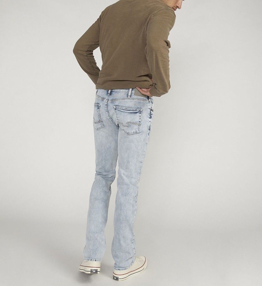 Men Silver Jeans | Allan Slim Fit Straight Leg Jeans