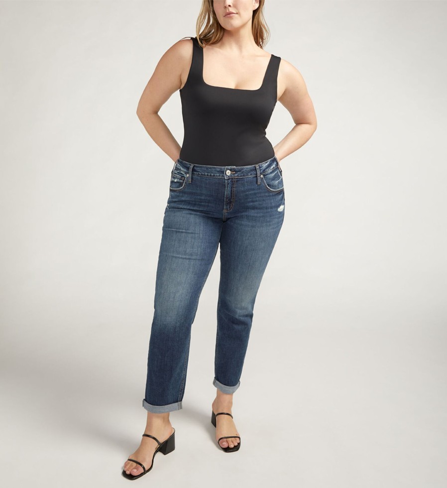 Plus Silver Jeans | Boyfriend Mid Rise Slim Leg Jeans Plus Size