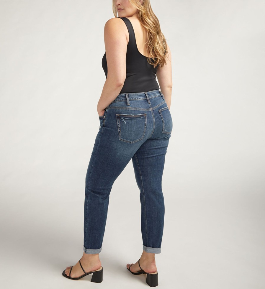 Plus Silver Jeans | Boyfriend Mid Rise Slim Leg Jeans Plus Size