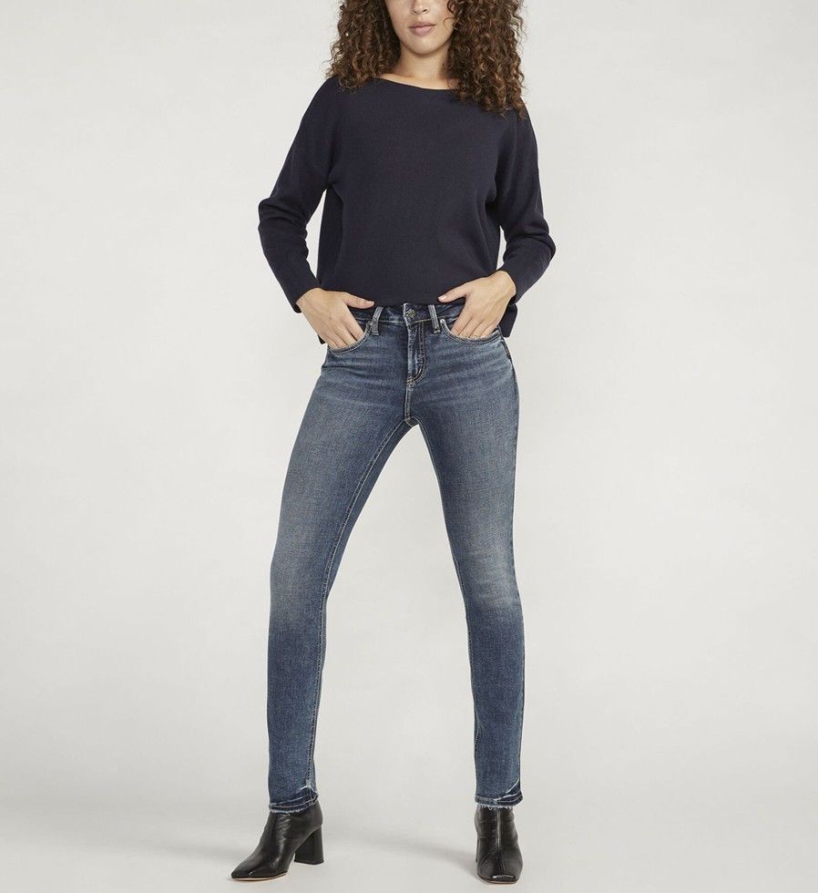 Women Silver Jeans | Suki Mid Rise Straight Leg Jeans