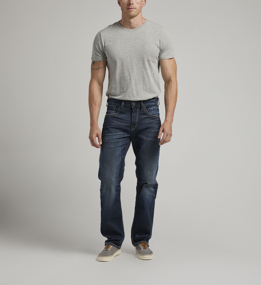 Men Silver Jeans | Eddie Relaxed Fit Tapered Leg Jeans