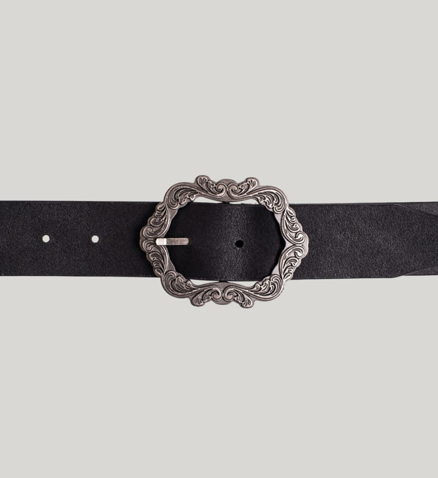 Plus Silver Jeans | Womens Genuine Leather Belt With Picture Frame Buckle