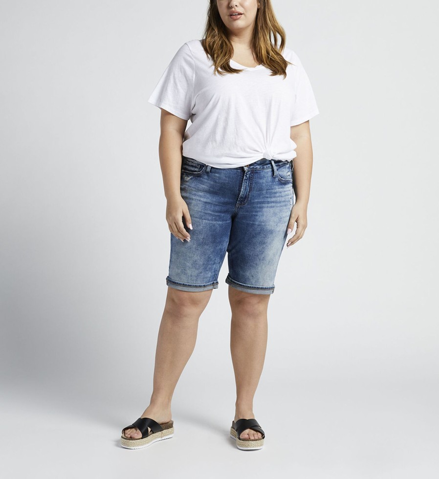 Plus Silver Jeans | Elyse Mid Rise Bermuda Short Plus Size