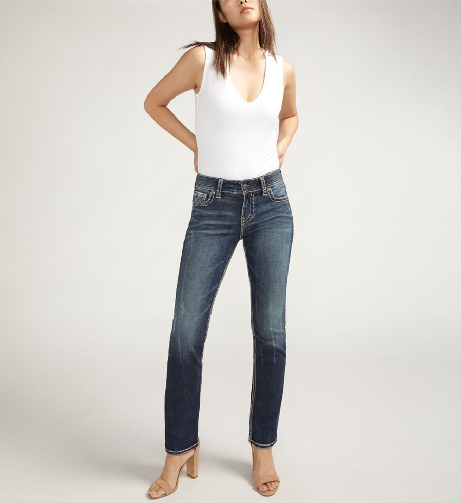 Women Silver Jeans | Suki Mid Rise Straight Leg Jeans