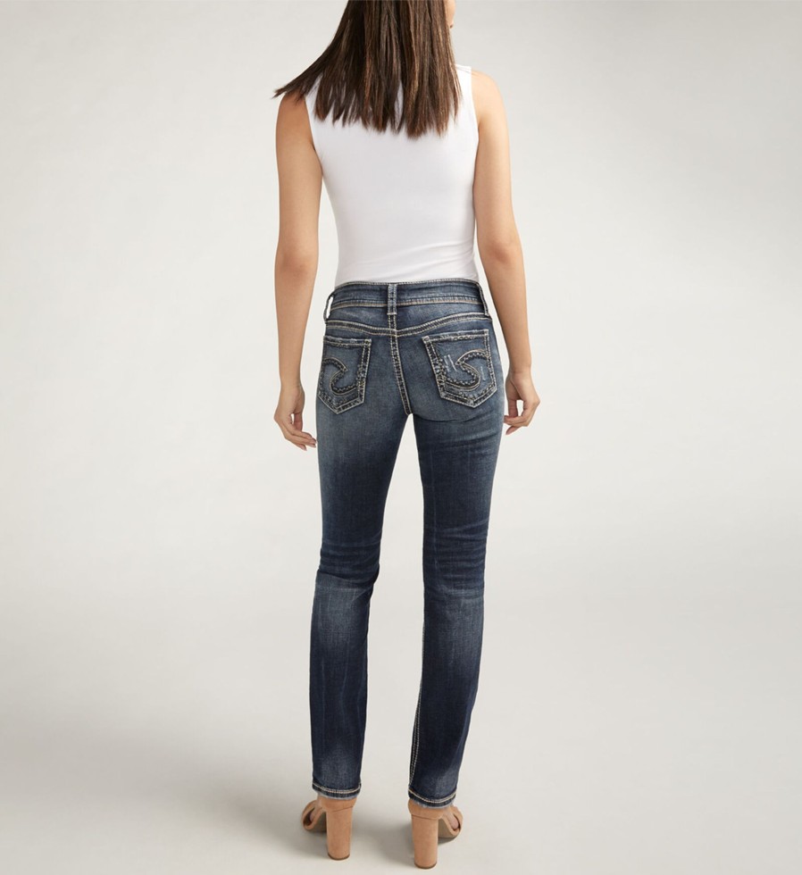 Women Silver Jeans | Suki Mid Rise Straight Leg Jeans