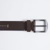 Men Silver Jeans | Contrast Stitch Leather Mens Belt