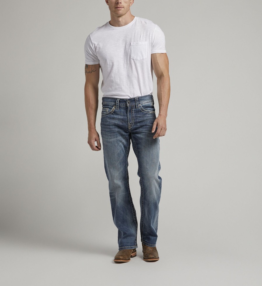 Men Silver Jeans | Zac Relaxed Fit Straight Leg Jeans