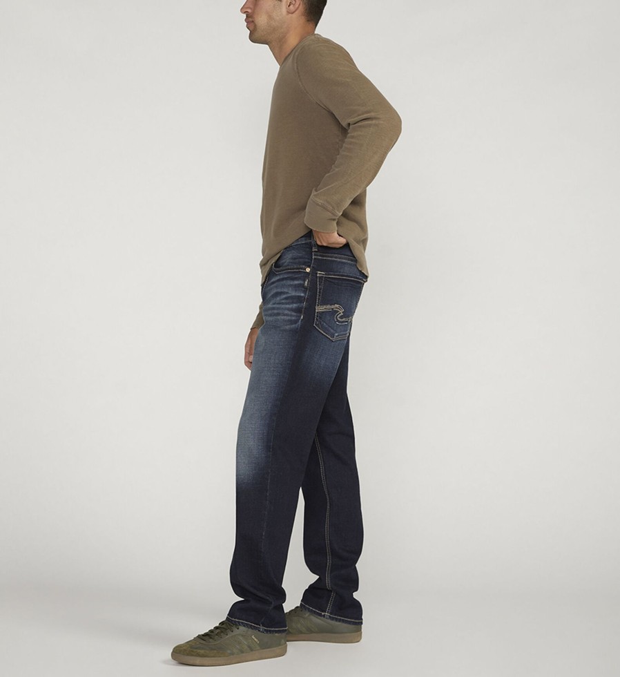 Men Silver Jeans | Hunter Relaxed Athletic Fit Straight Leg Jeans