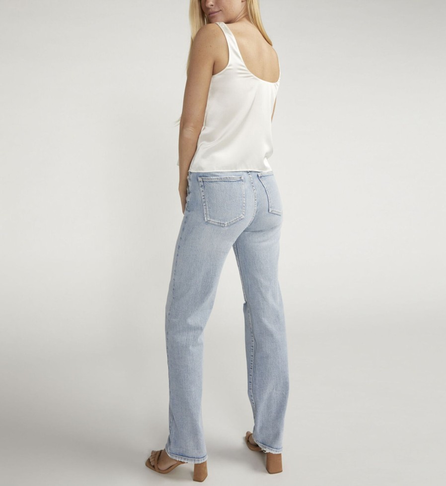 Women Silver Jeans | Highly Desirable High Rise Straight Leg Jeans