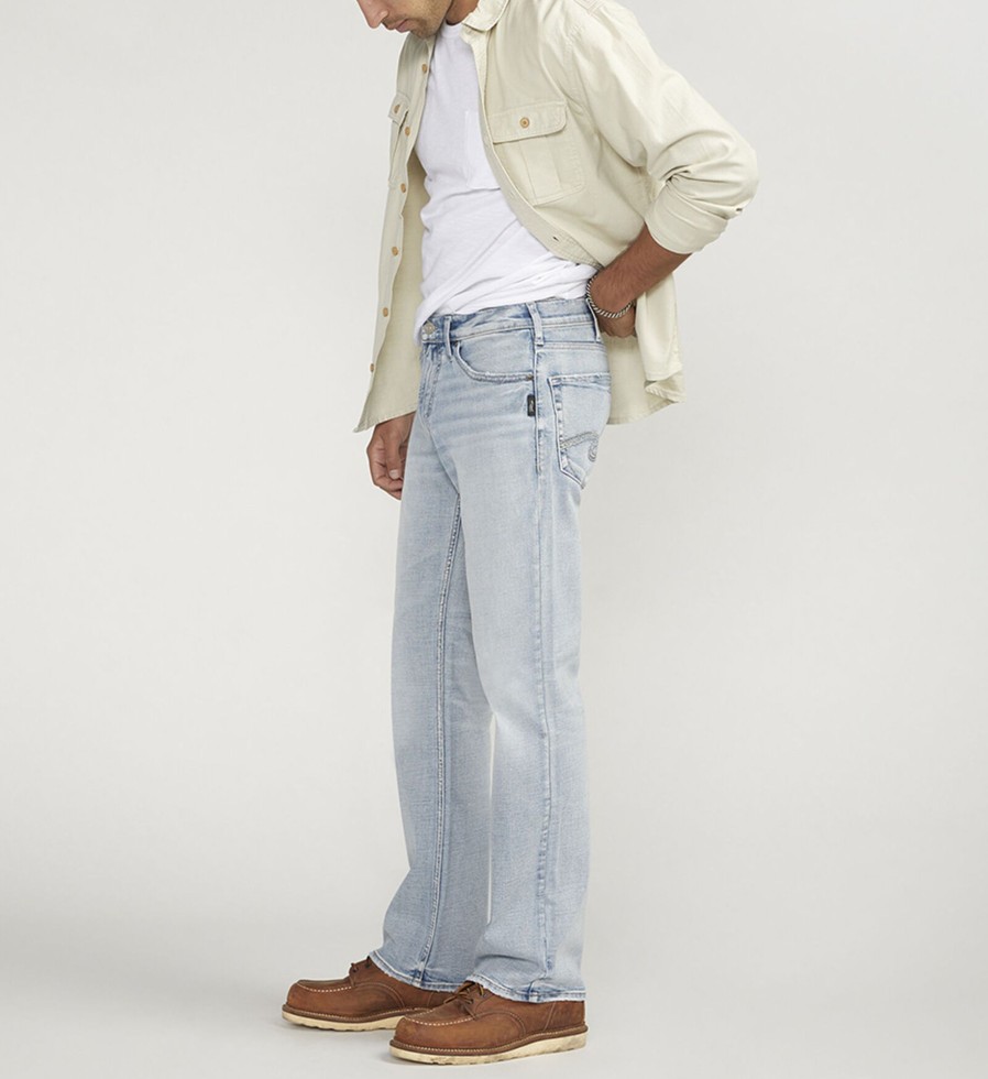 Men Silver Jeans | Zac Relaxed Fit Straight Leg Jeans