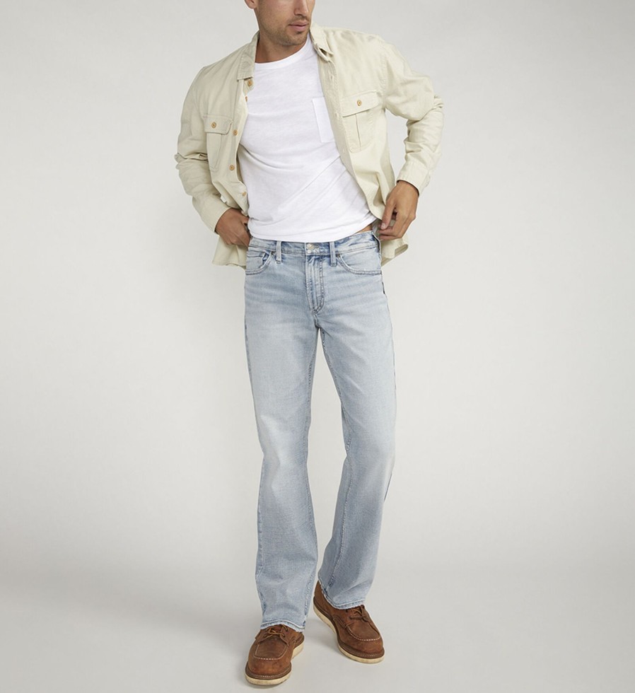 Men Silver Jeans | Zac Relaxed Fit Straight Leg Jeans