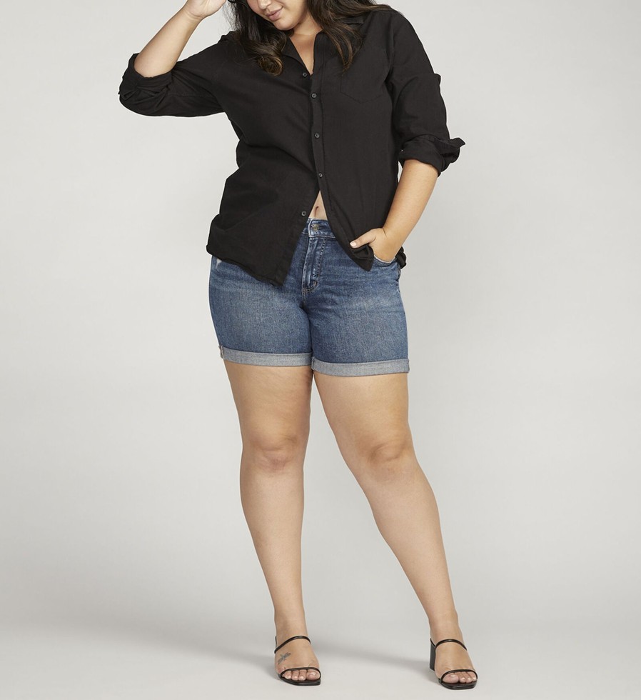 Plus Silver Jeans | Boyfriend Mid Rise Short Plus Size