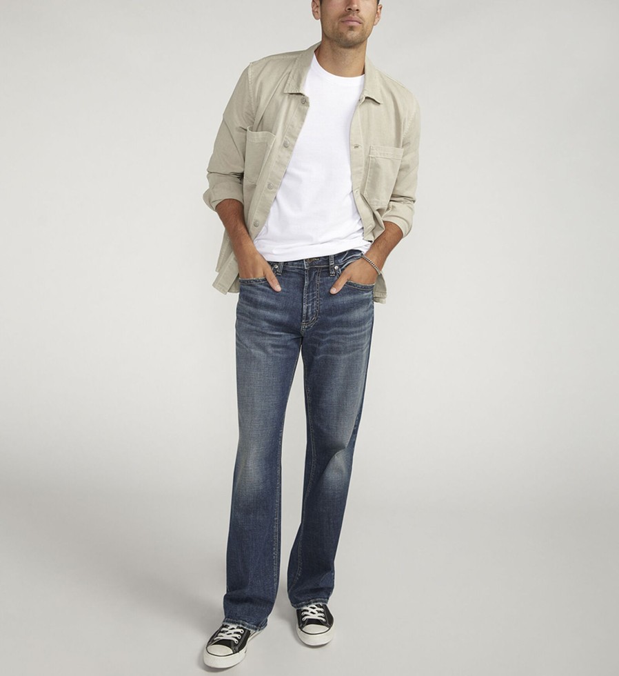 Men Silver Jeans | Gordie Relaxed Fit Straight Leg Jeans