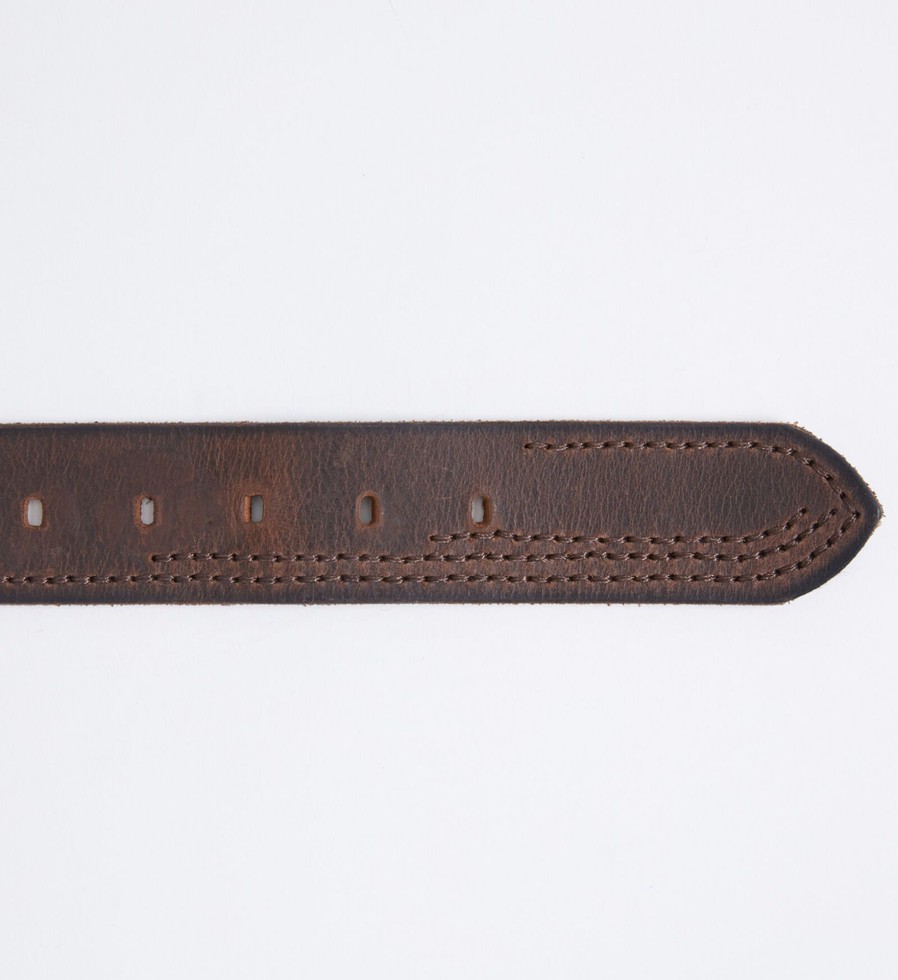 Men Silver Jeans | Stitched Leather Mens Belt