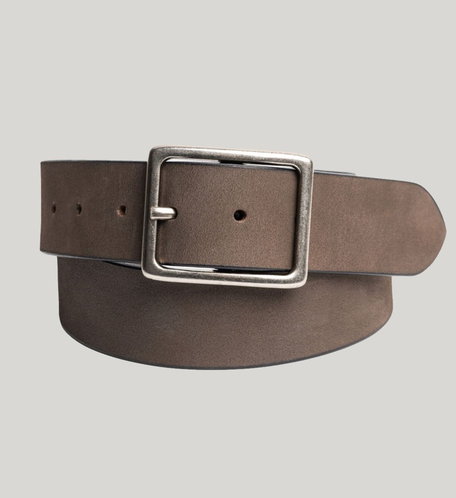 Men Silver Jeans | Mens Genuine Nubuck Leather Belt