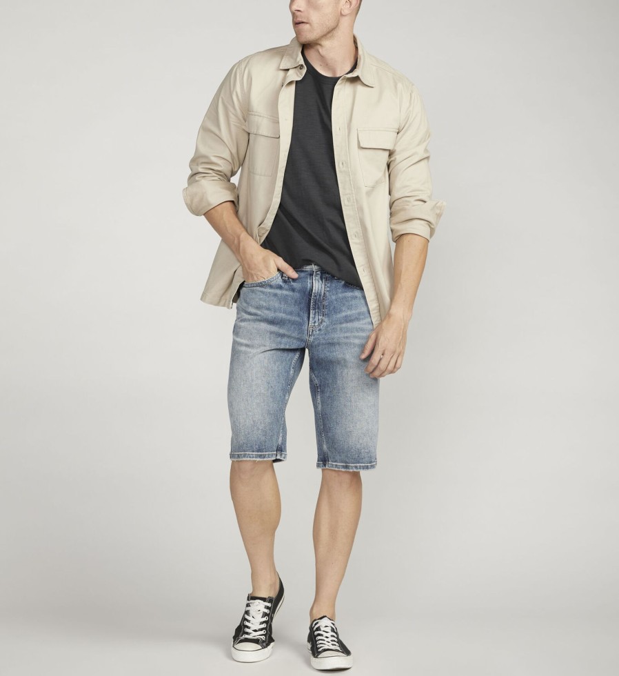 Men Silver Jeans | Gordie Relaxed Fit Short