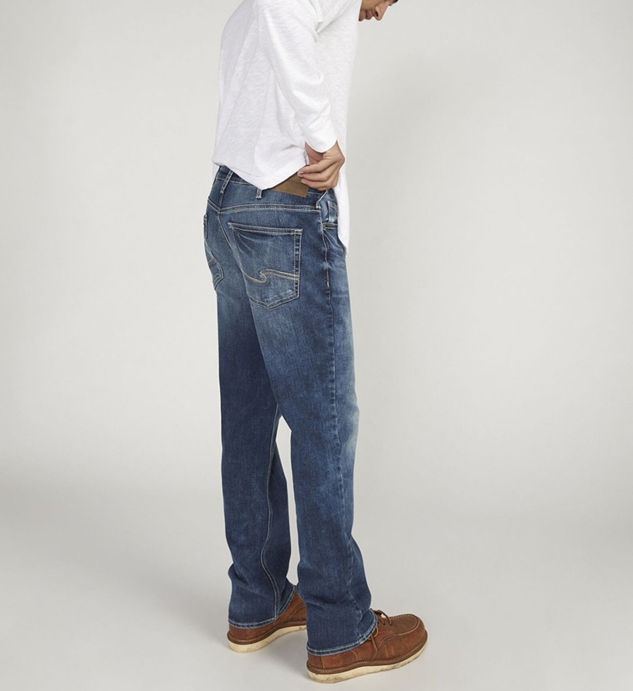 Men Silver Jeans | Gordie Relaxed Fit Straight Leg Jeans