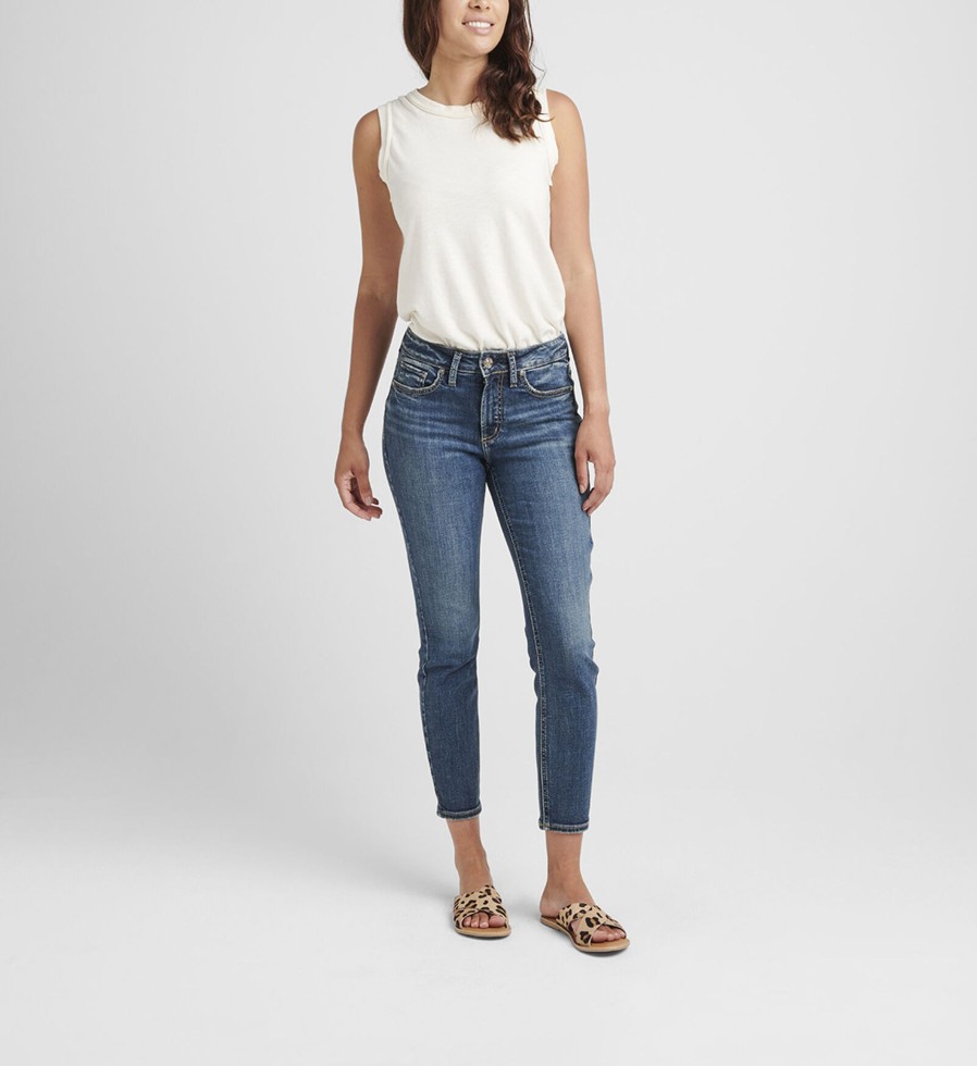 Women Silver Jeans | Suki Mid Rise Skinny Crop Jeans