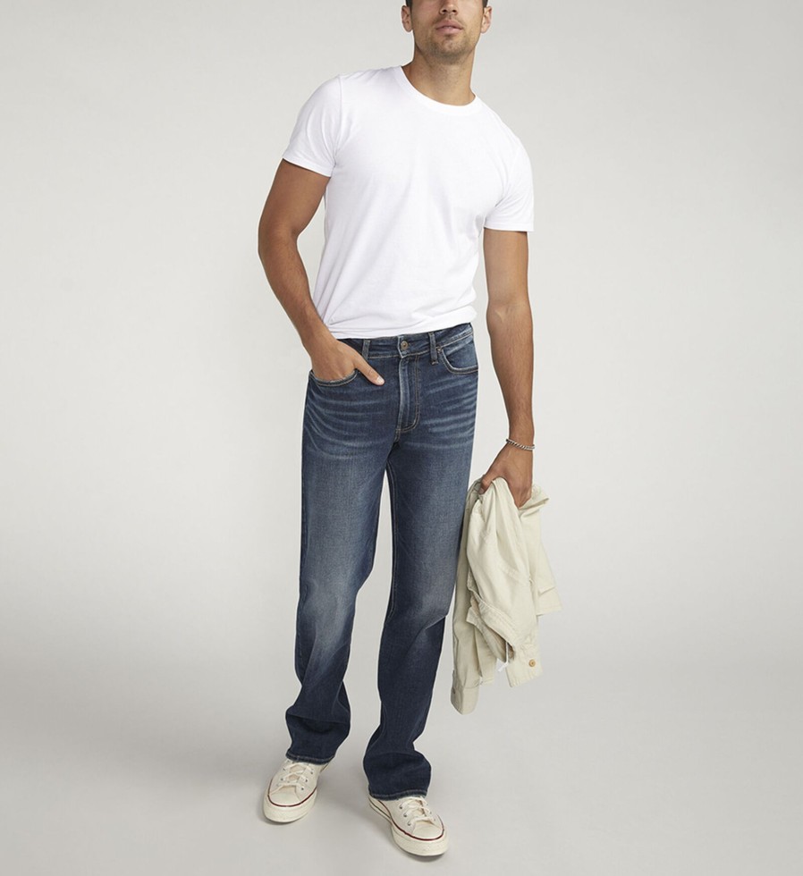 Men Silver Jeans | Zac Relaxed Fit Straight Leg Jeans