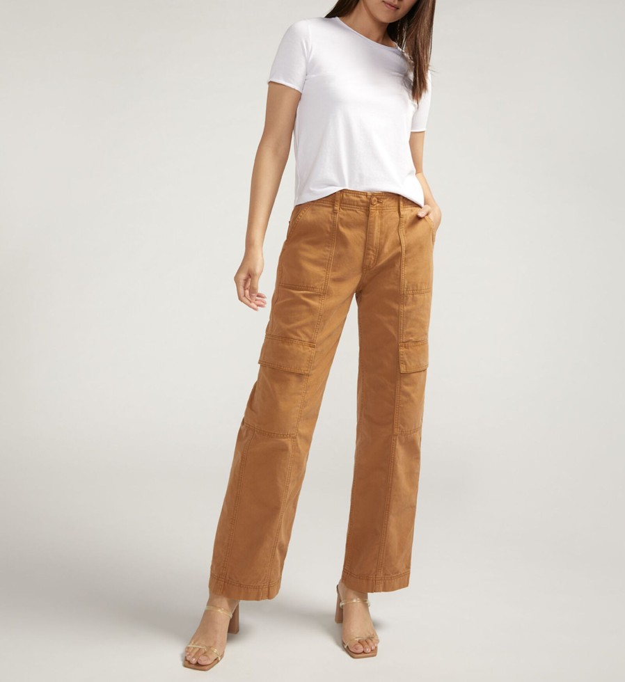 Women Silver Jeans | Wide Leg Utility Cargo Pant